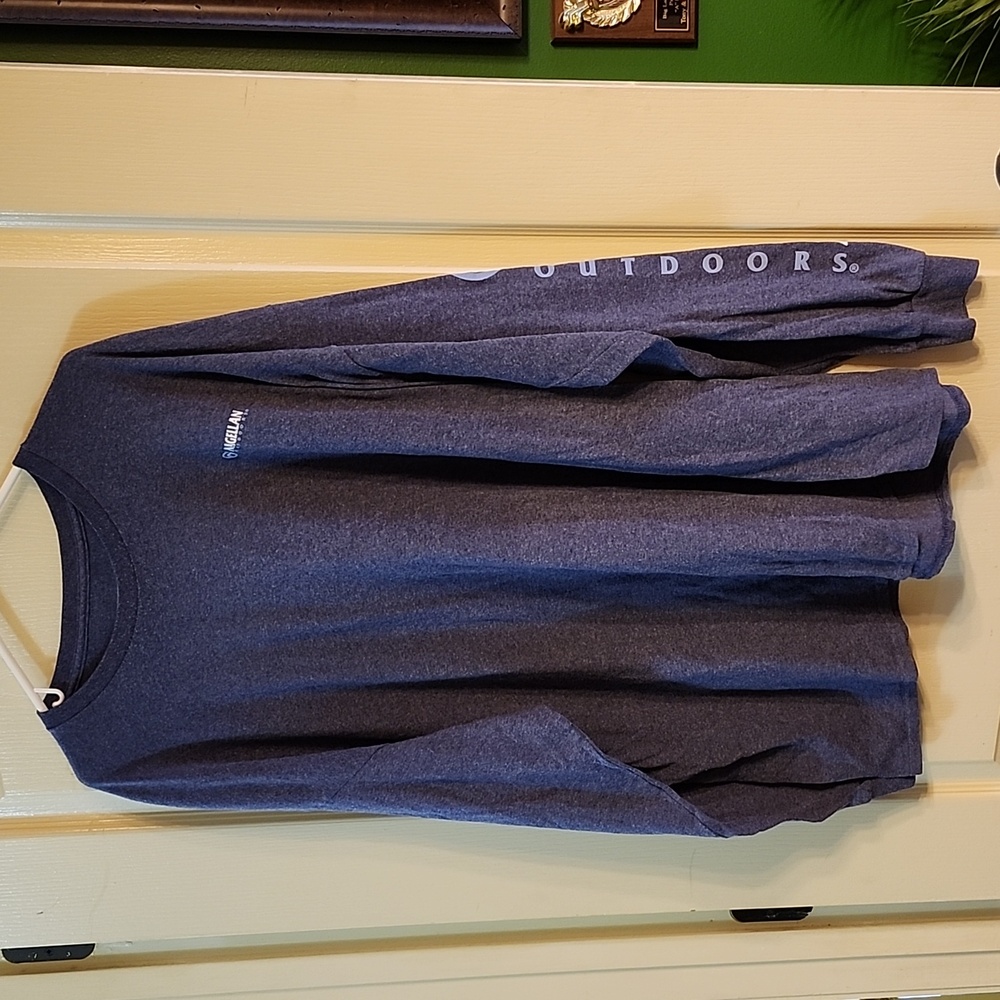 MAGELLAN OUTDOORS HEATHERED BLUE LONG SLEEVE SHIRT